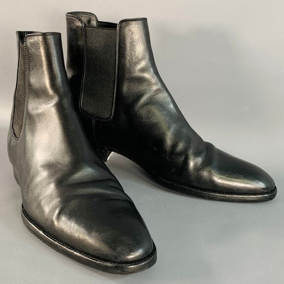 SAINT LAURENT Size 9 Black Leather Ankle Chelsea Boots - Picture 1 of 9